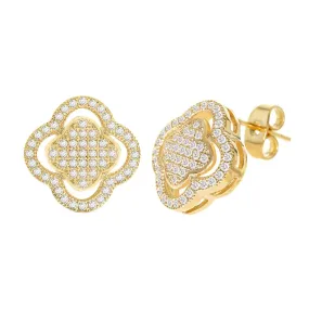 Cubic Zirconia Micro Pave Flower Earring