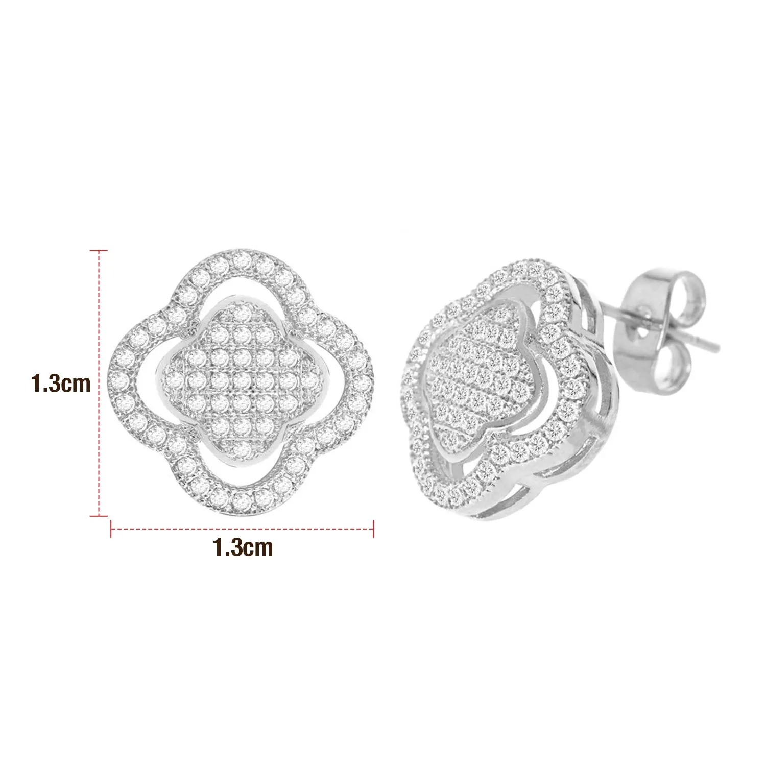 Cubic Zirconia Micro Pave Flower Earring