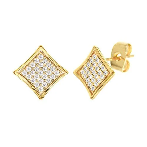 Cubic Zirconia Micro Pave Rhombus Earring Gold