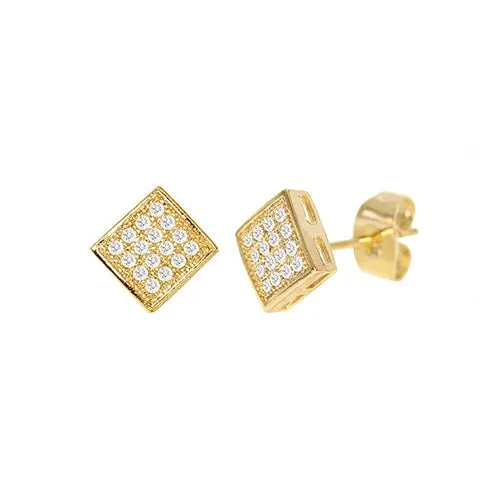 Cubic Zirconia Micro Pave Rhombus Earring Gold