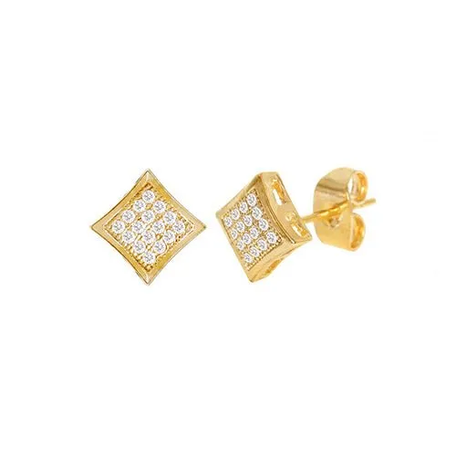 Cubic Zirconia Micro Pave Rhombus Earring Gold