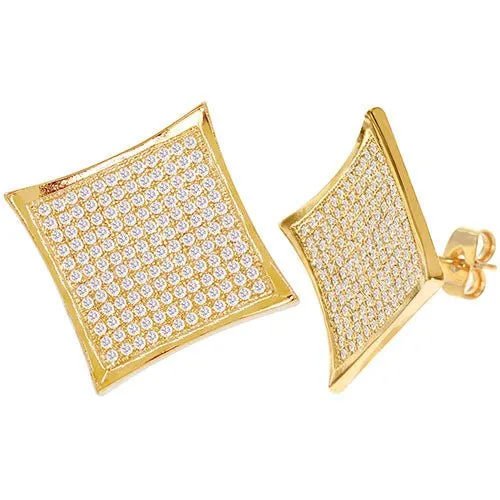 Cubic Zirconia Micro Pave Rhombus Earring Gold