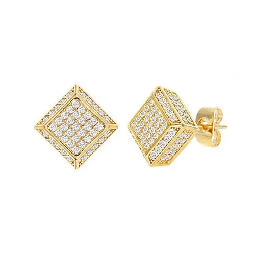 Cubic Zirconia Micro Pave Rhombus Earring Gold