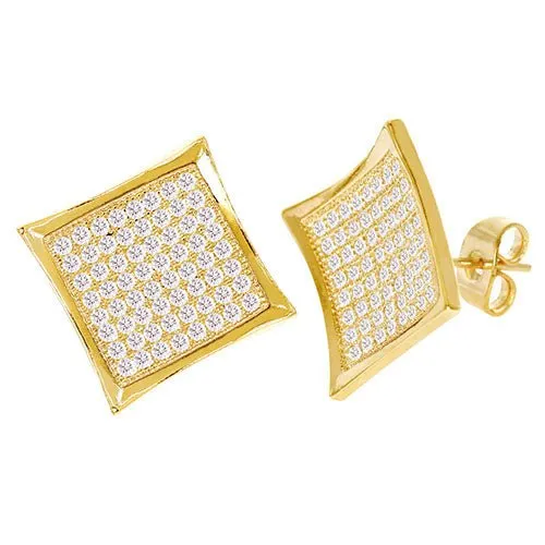 Cubic Zirconia Micro Pave Rhombus Earring Gold