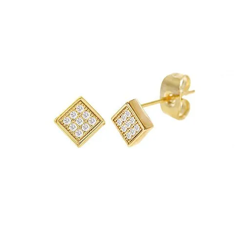 Cubic Zirconia Micro Pave Rhombus Earring Gold