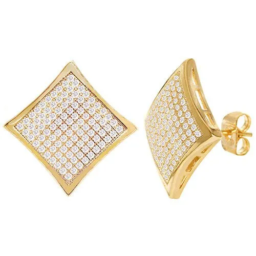 Cubic Zirconia Micro Pave Rhombus Earring Gold