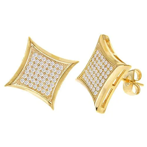 Cubic Zirconia Micro Pave Rhombus Earring Gold