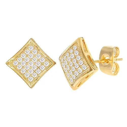 Cubic Zirconia Micro Pave Rhombus Earring Gold