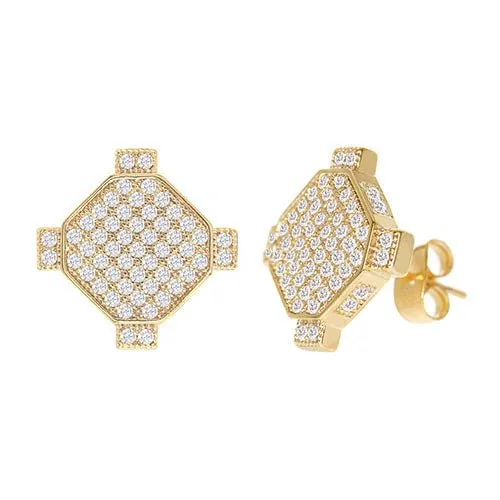 Cubic Zirconia Micro Pave Rhombus Earring Gold