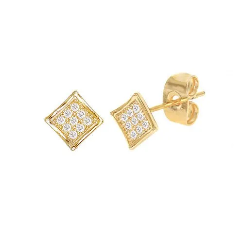 Cubic Zirconia Micro Pave Rhombus Earring Gold