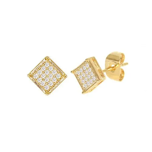 Cubic Zirconia Micro Pave Rhombus Earring Gold