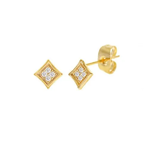 Cubic Zirconia Micro Pave Rhombus Earring Gold