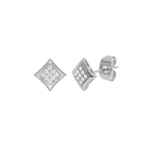 Cubic Zirconia Micro Pave Rhombus Earring Silver