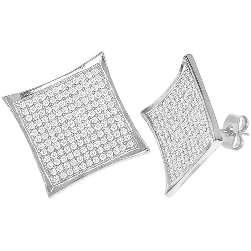 Cubic Zirconia Micro Pave Rhombus Earring Silver