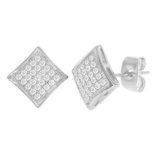 Cubic Zirconia Micro Pave Rhombus Earring Silver