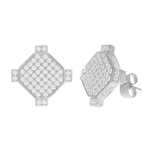 Cubic Zirconia Micro Pave Rhombus Earring Silver