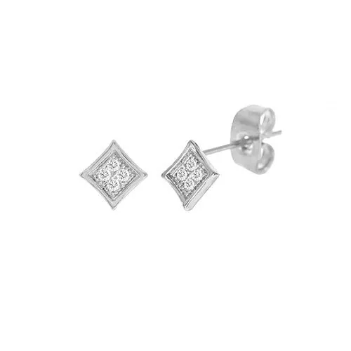 Cubic Zirconia Micro Pave Rhombus Earring Silver