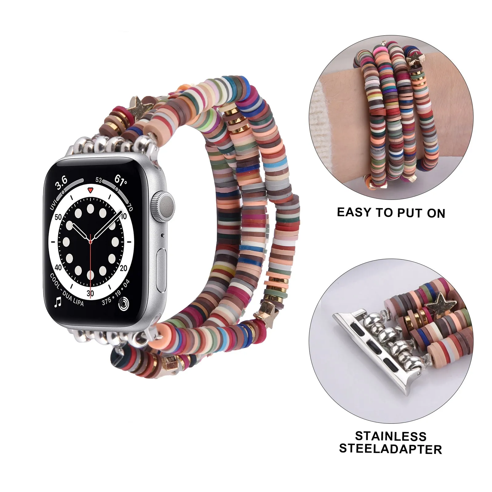 Cute Fashion Preppy Stack Handmade Elastic Band for Apple Watch