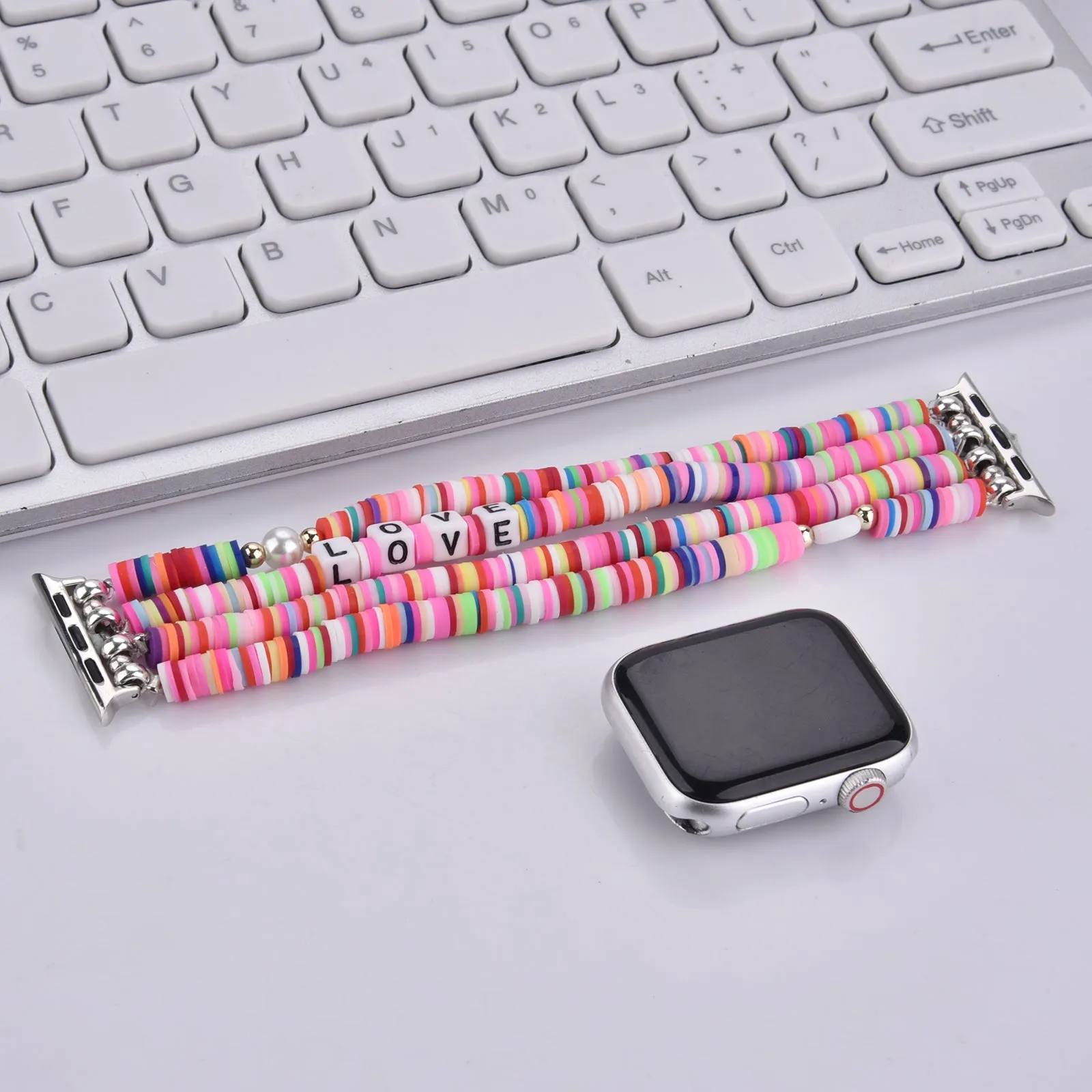 Cute Fashion Preppy Stack Handmade Elastic Band for Apple Watch