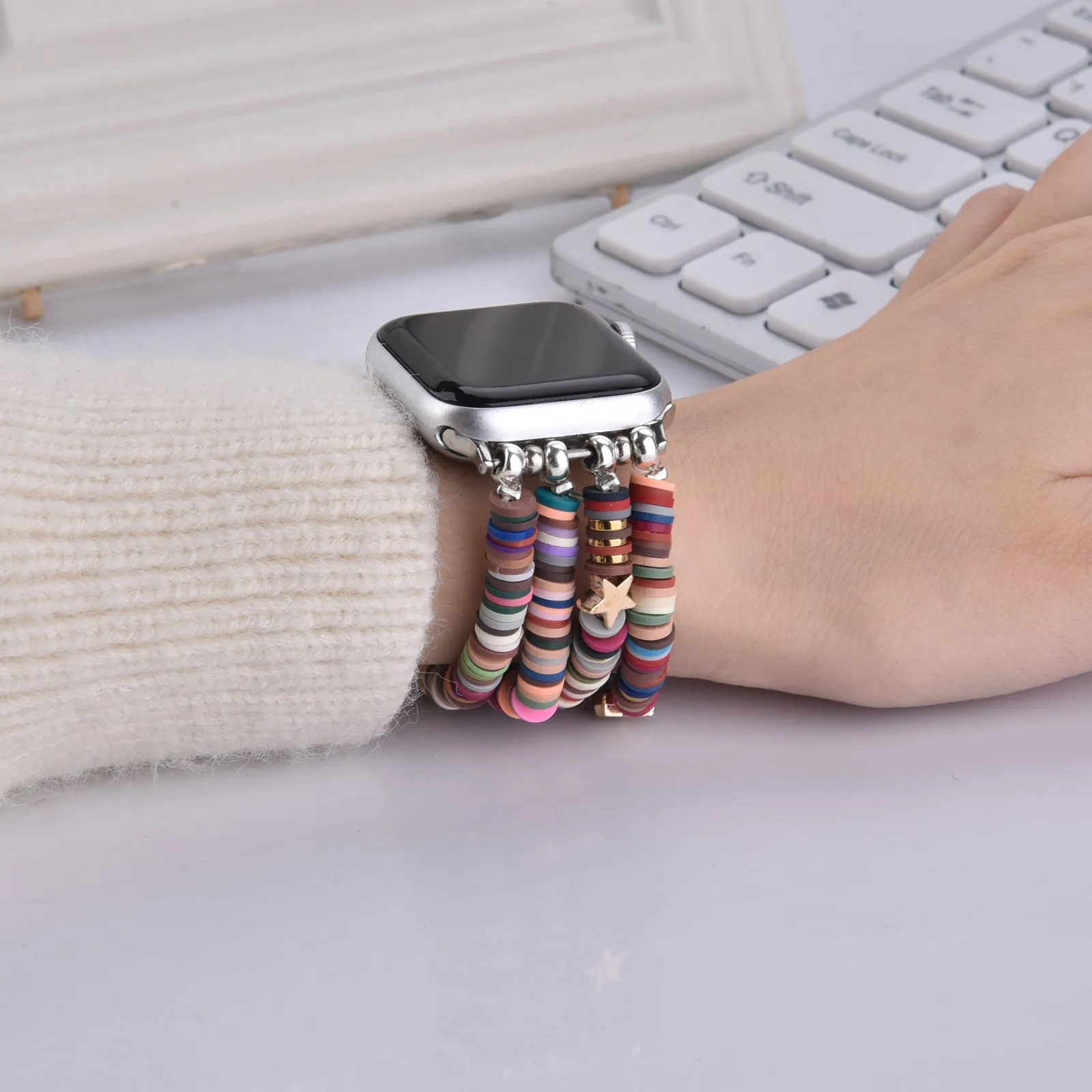 Cute Fashion Preppy Stack Handmade Elastic Band for Apple Watch