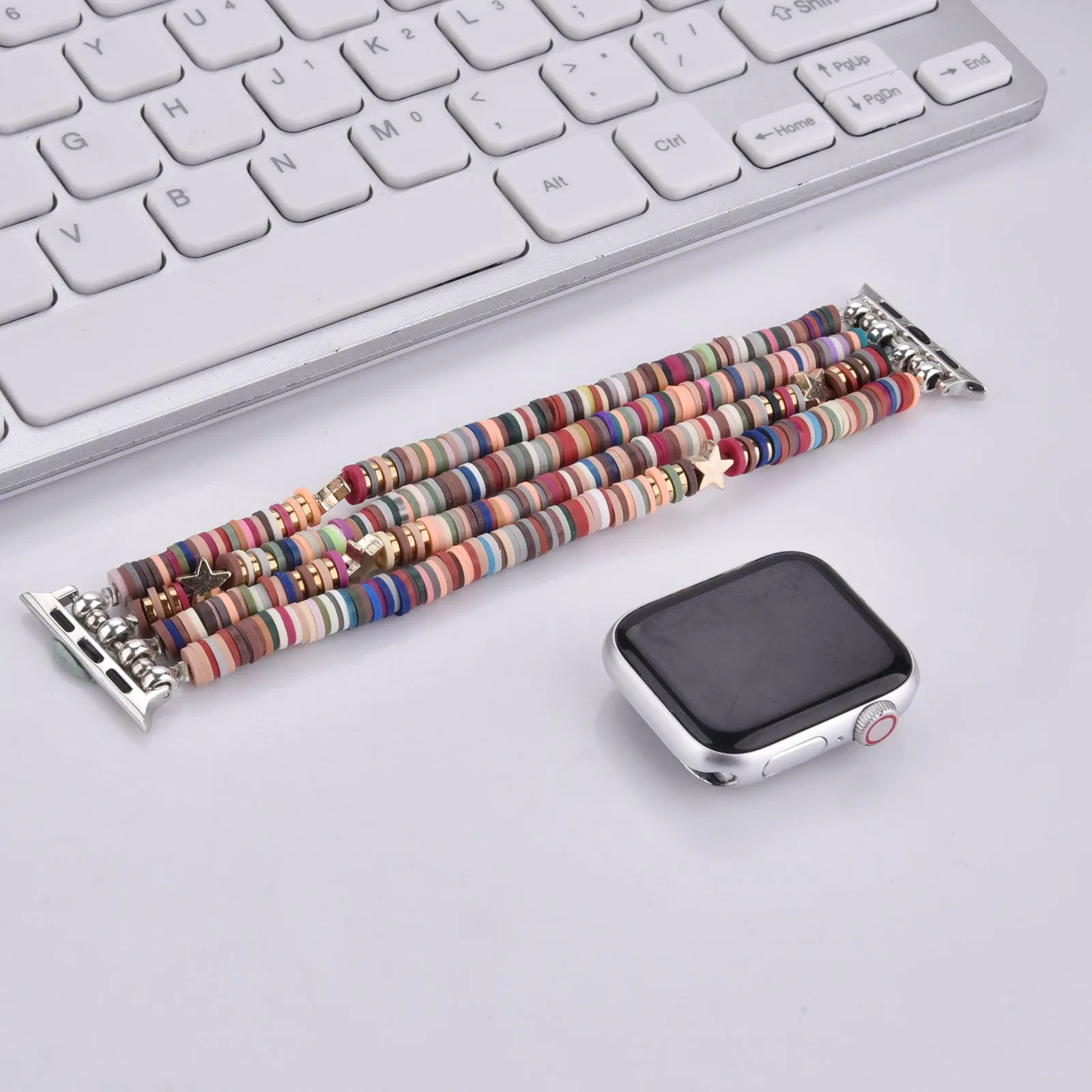 Cute Fashion Preppy Stack Handmade Elastic Band for Apple Watch