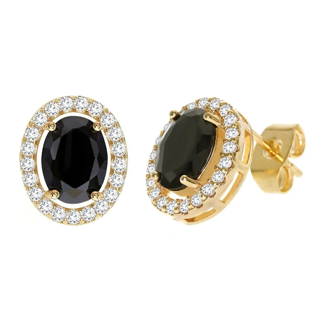 Diamond Look Cubic Zirconia Black Oval Earring