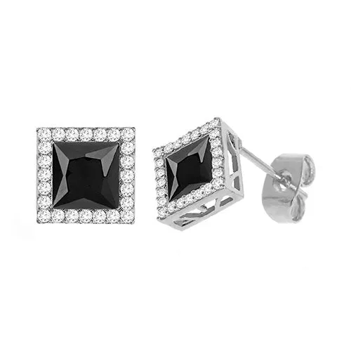 Diamond Look Cubic Zirconia Black Square Earring