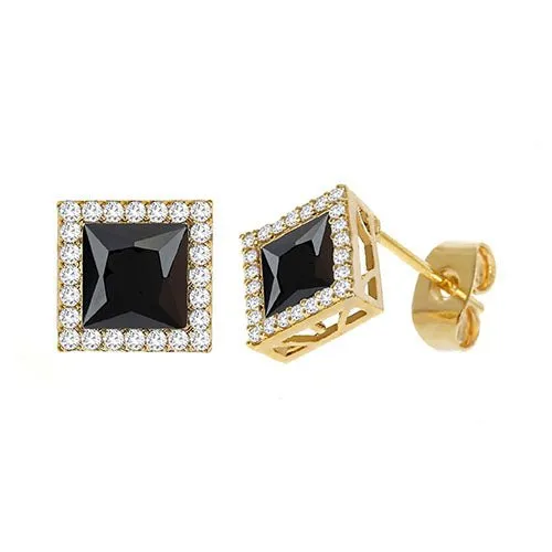 Diamond Look Cubic Zirconia Black Square Earring