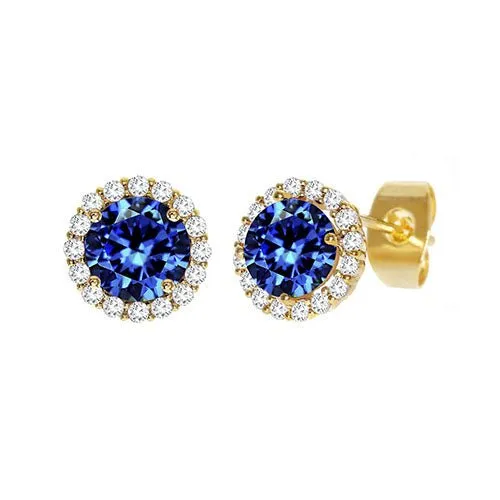 Diamond Look Cubic Zirconia Blue Circle Earring