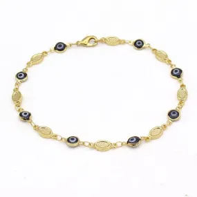 Evil Eye Anklet 10'' Blue High Polish