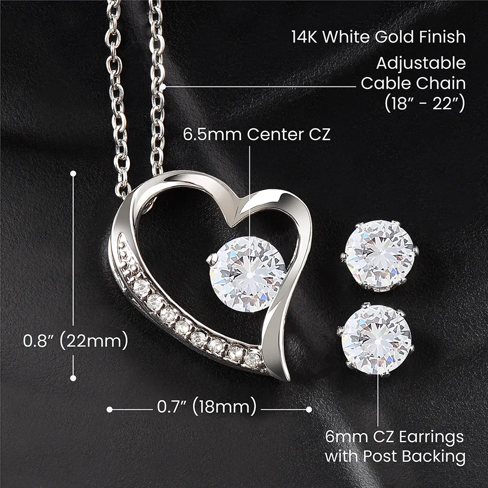 Forever Love Necklace and Cubic Zirconia Earrings Set Dazzling Gift for the love in your life.