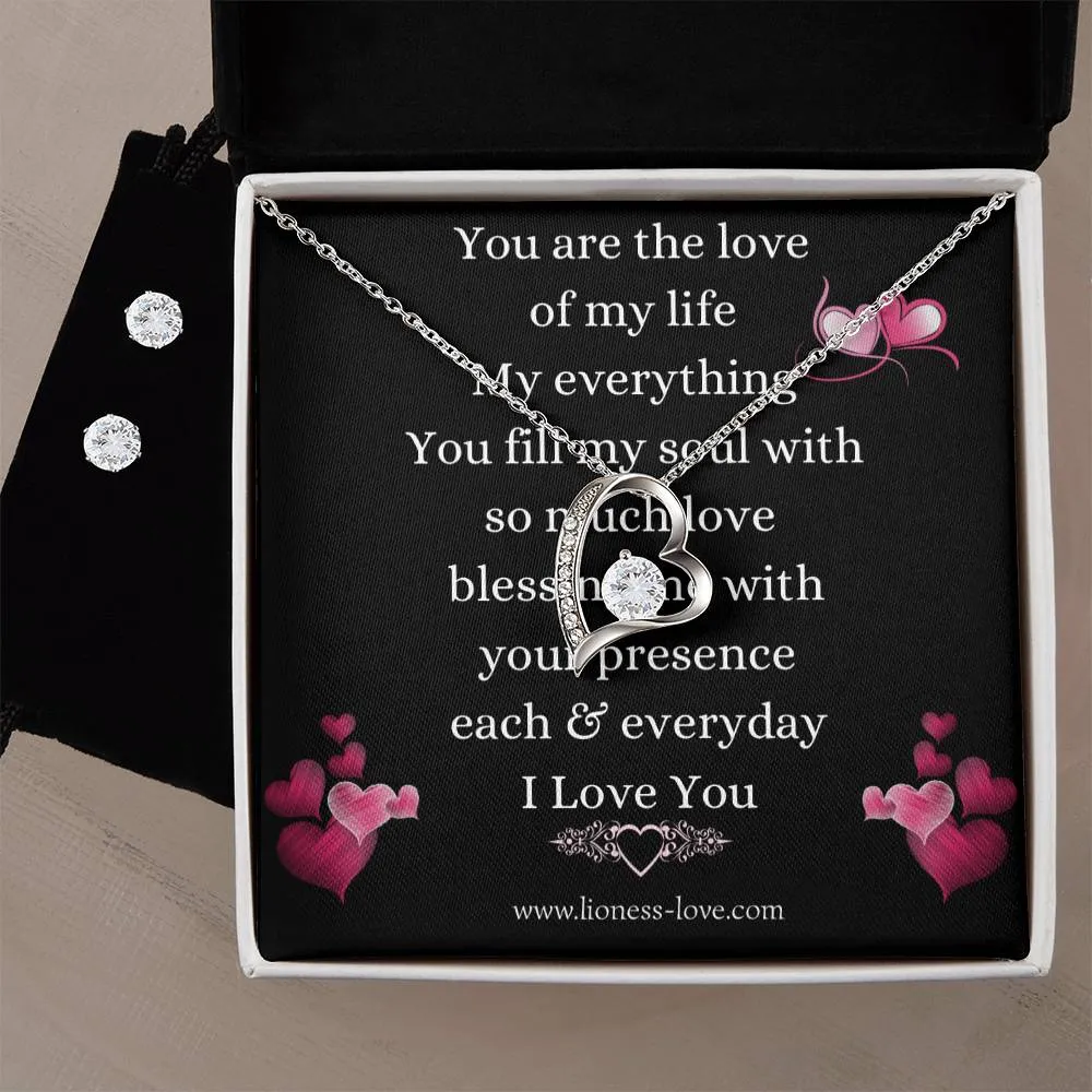 Forever Love Necklace and Cubic Zirconia Earrings Set Dazzling Gift for the love in your life.