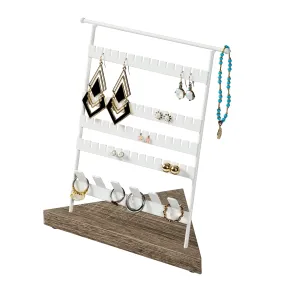 Gray/White Earrings and Rings Jewelry Stand