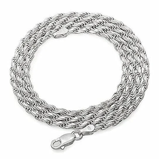 Italian 925 Silver Filled High Polish Finsh Rope Chain