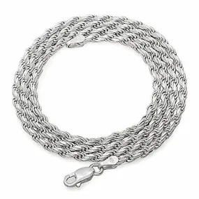 Italian 925 Silver Filled High Polish Finsh Rope Chain