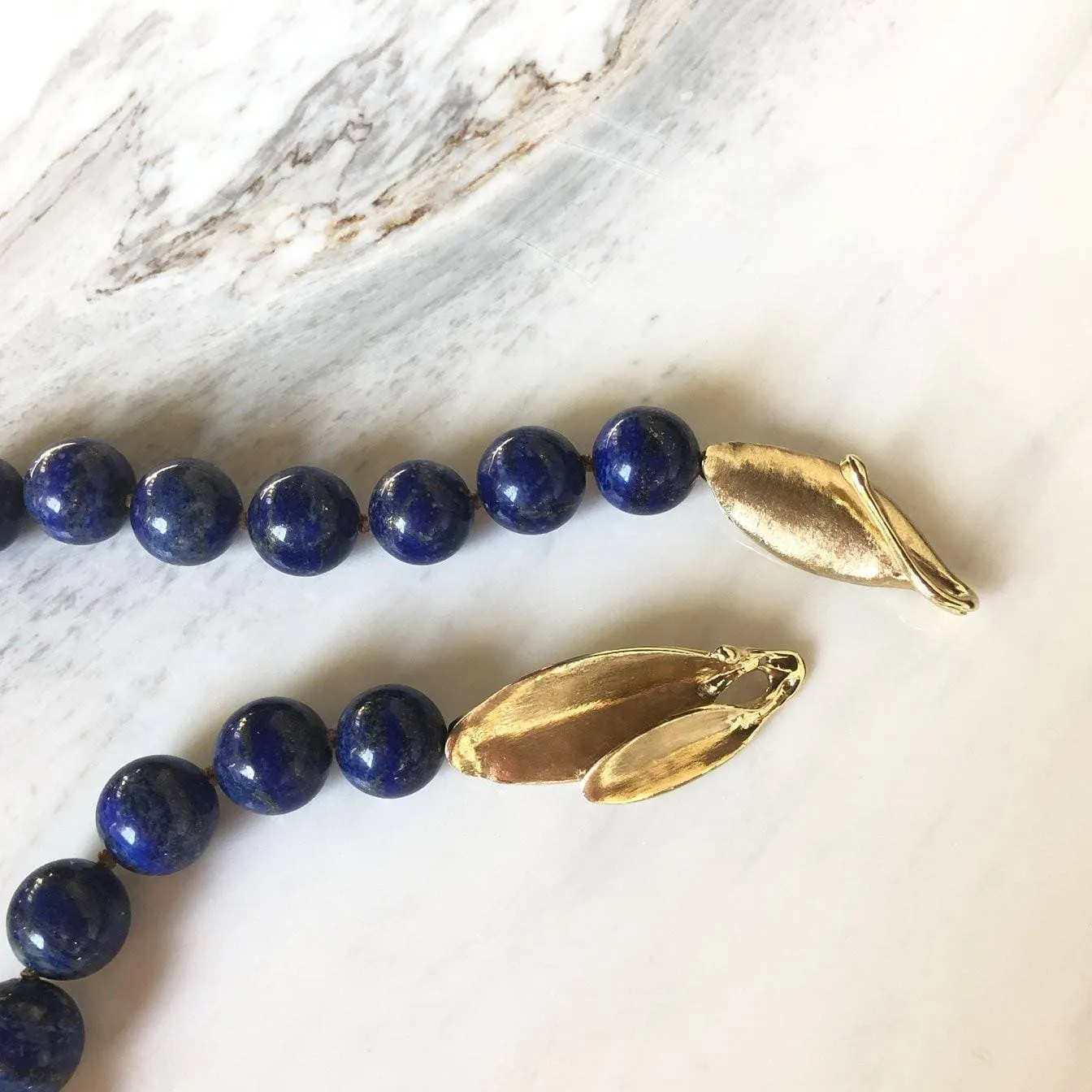 Lapis Collar with Leaves Clasp