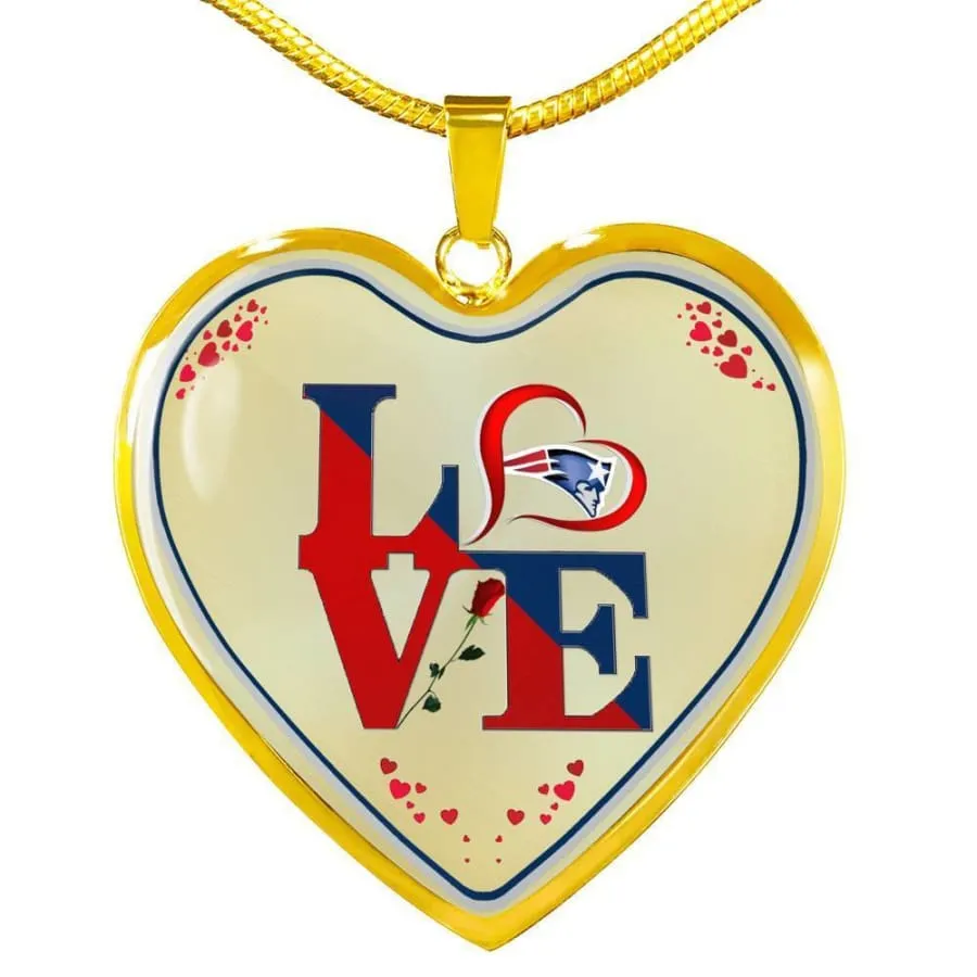 Luxury "Love Patriots" New england patriots Necklace Handcrafted| Engravable Jewelry (Stainless/Gold)