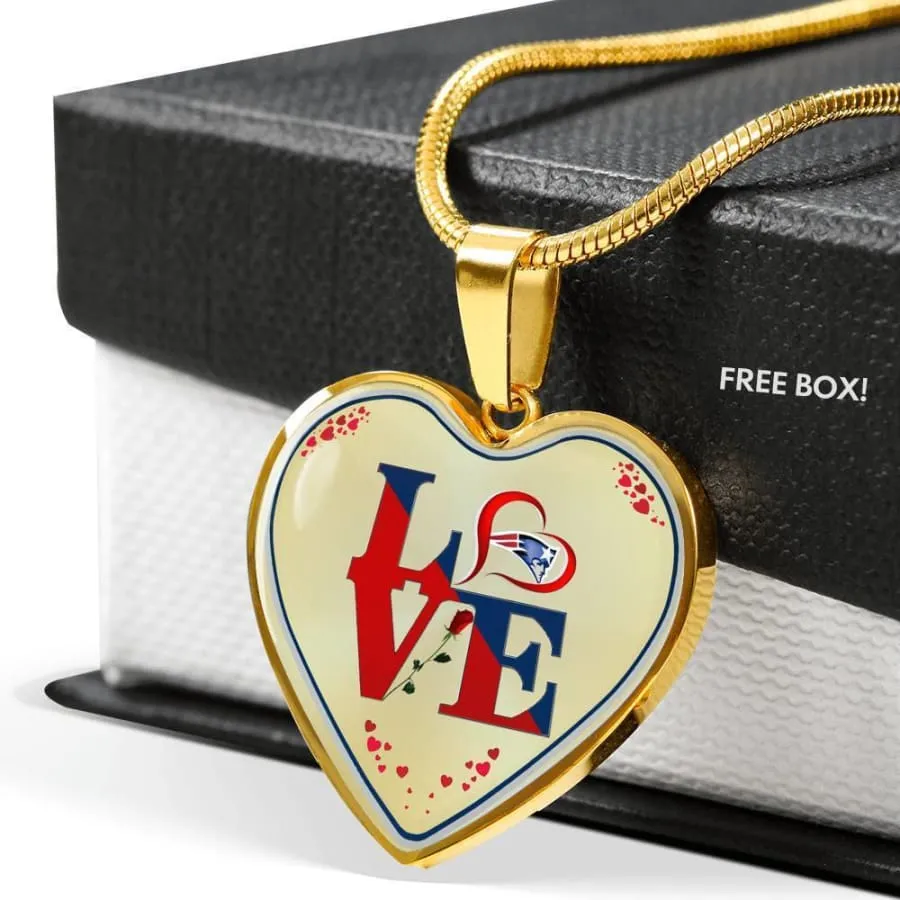 Luxury "Love Patriots" New england patriots Necklace Handcrafted| Engravable Jewelry (Stainless/Gold)