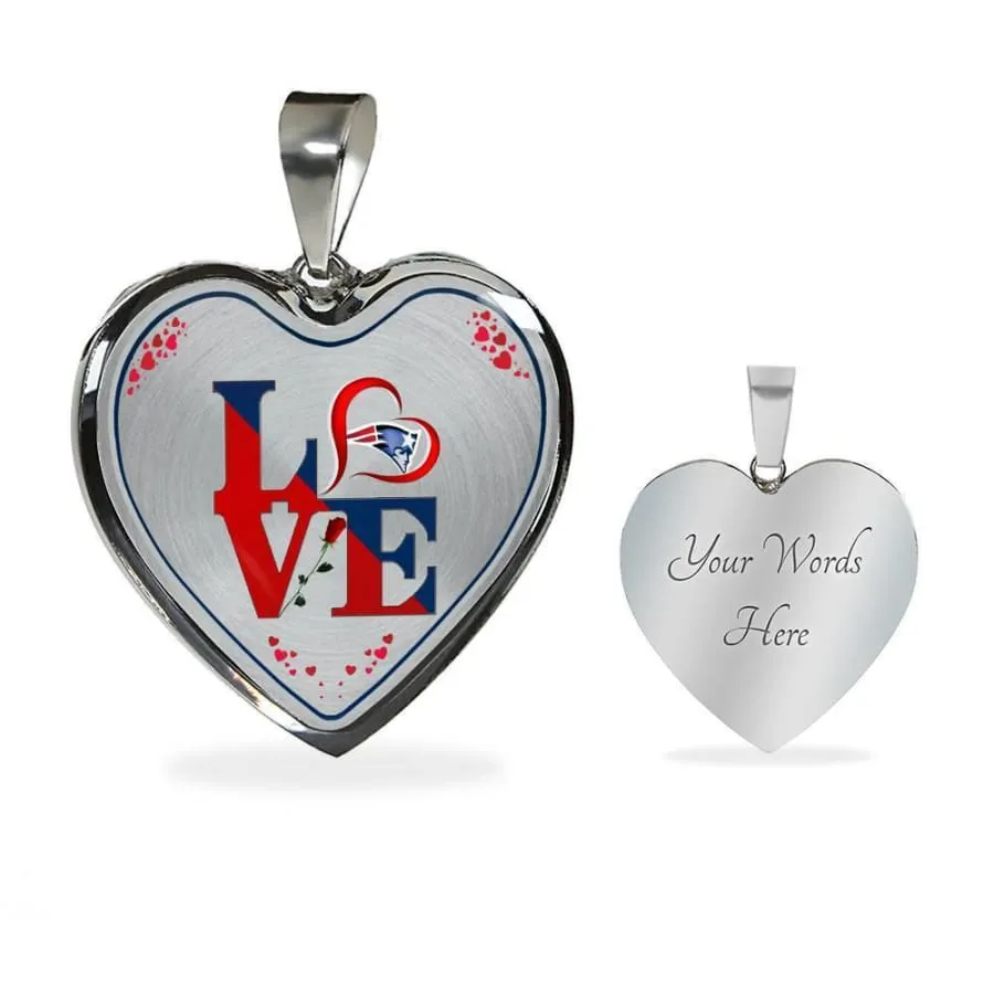 Luxury "Love Patriots" New england patriots Necklace Handcrafted| Engravable Jewelry (Stainless/Gold)