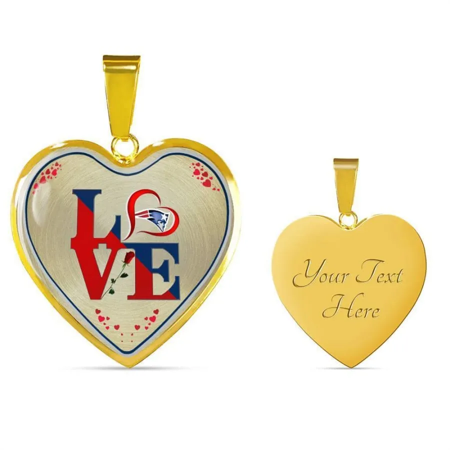 Luxury "Love Patriots" New england patriots Necklace Handcrafted| Engravable Jewelry (Stainless/Gold)