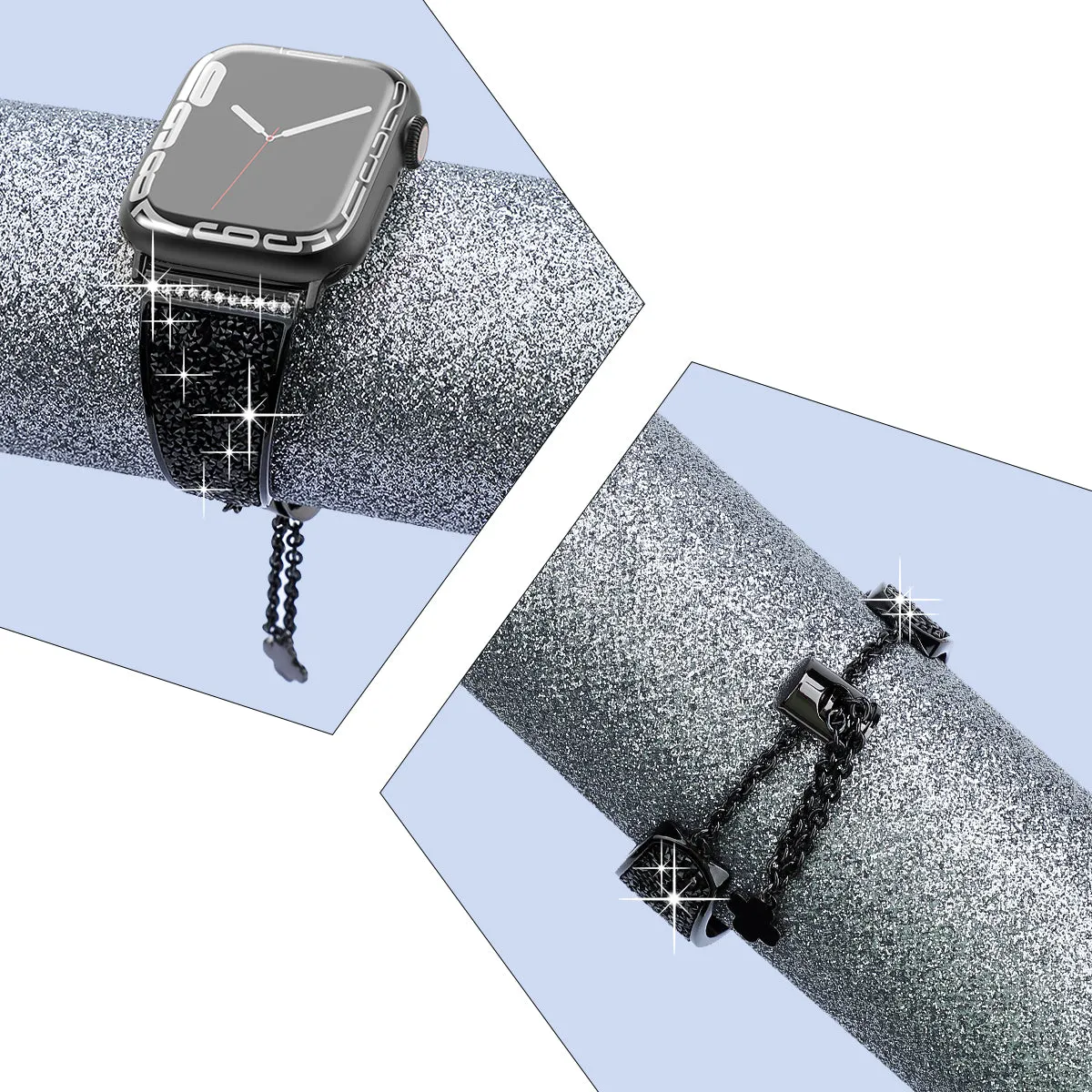 Metal Band with Dazzling Crystal for Apple Watch 38/40/41mm & 42/44/45mm