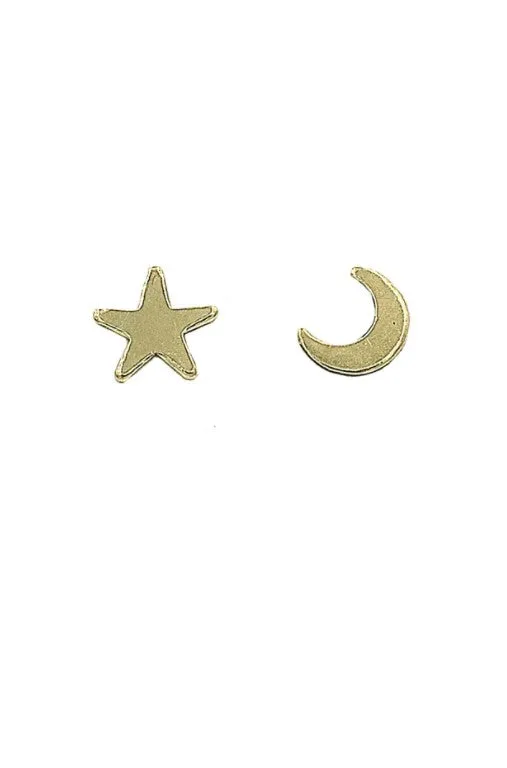 Moon and Star Studs - Gold Filled