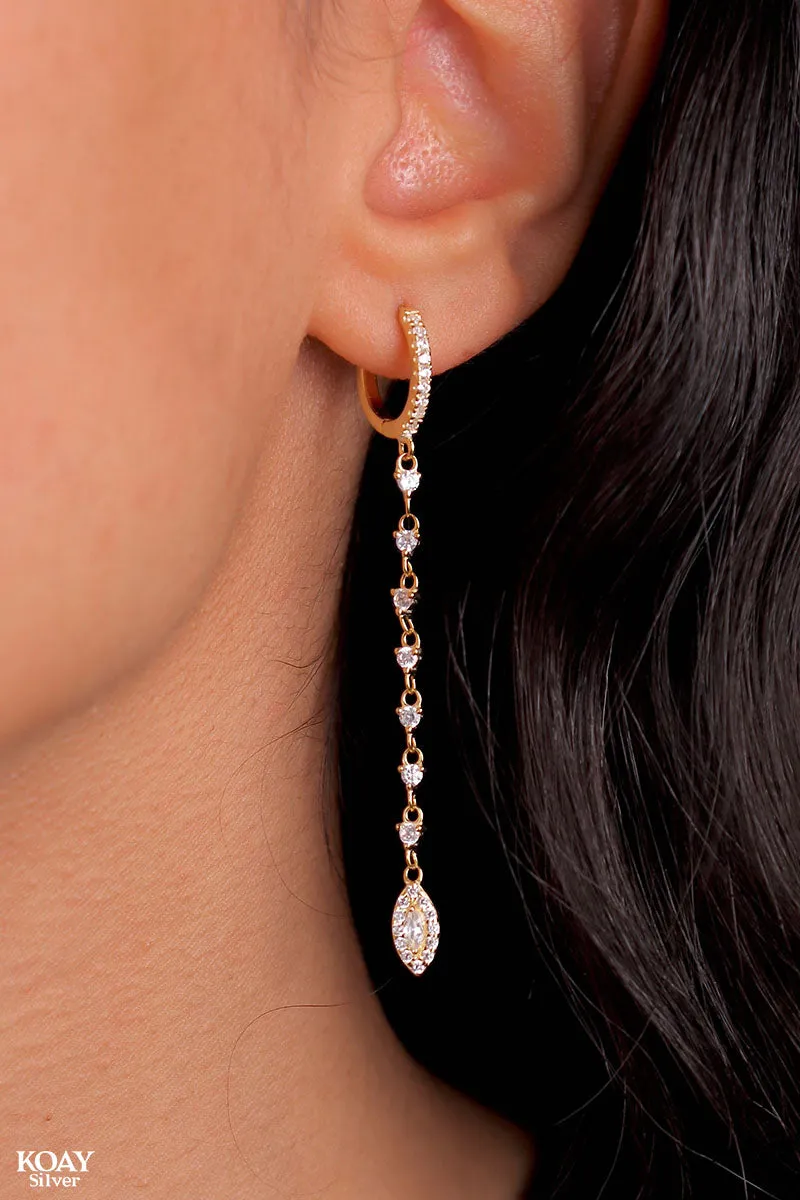 Oval Zircon Chain Earring (GP)