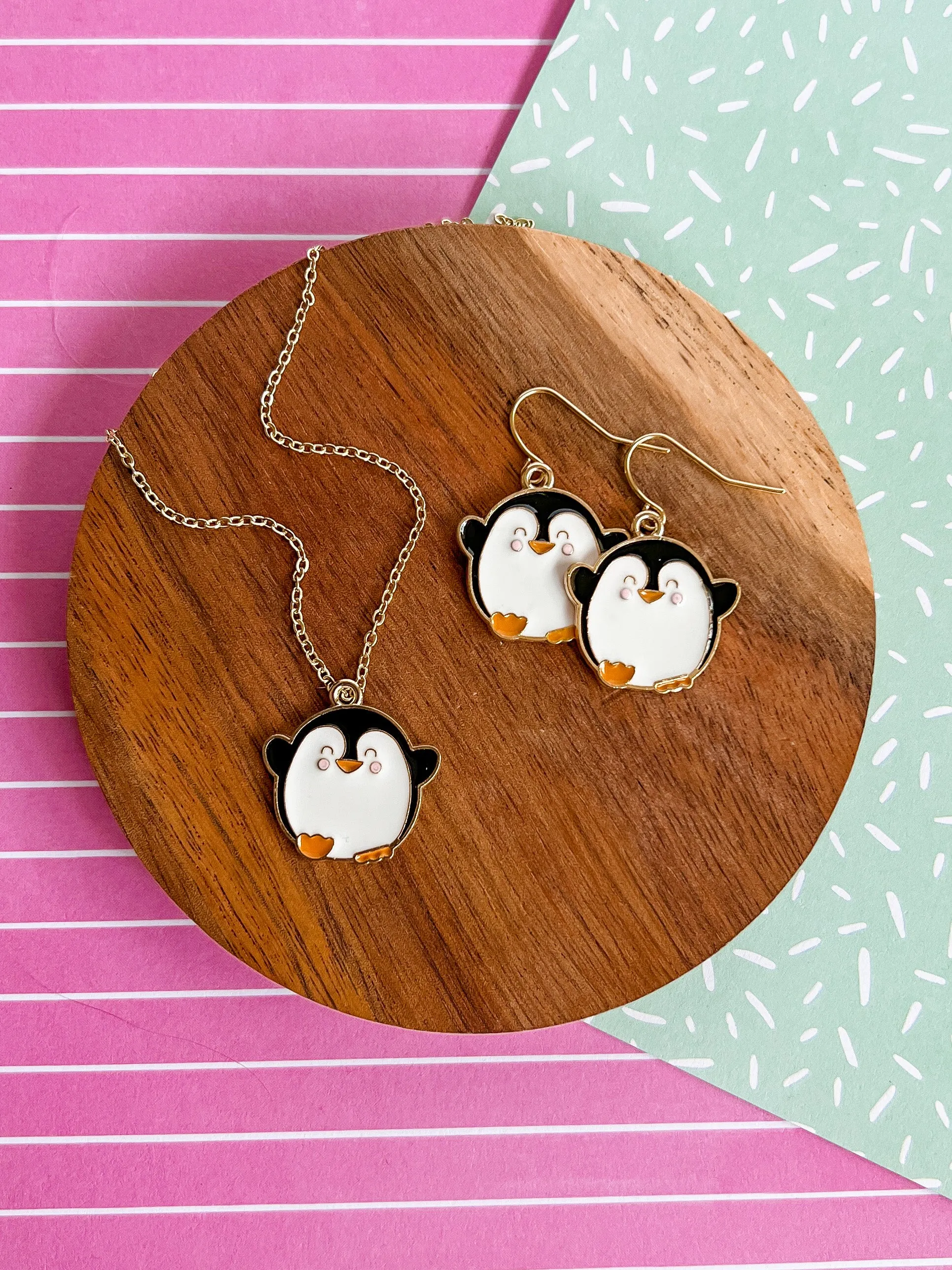 Pablo the Penguin Necklace and Earrings