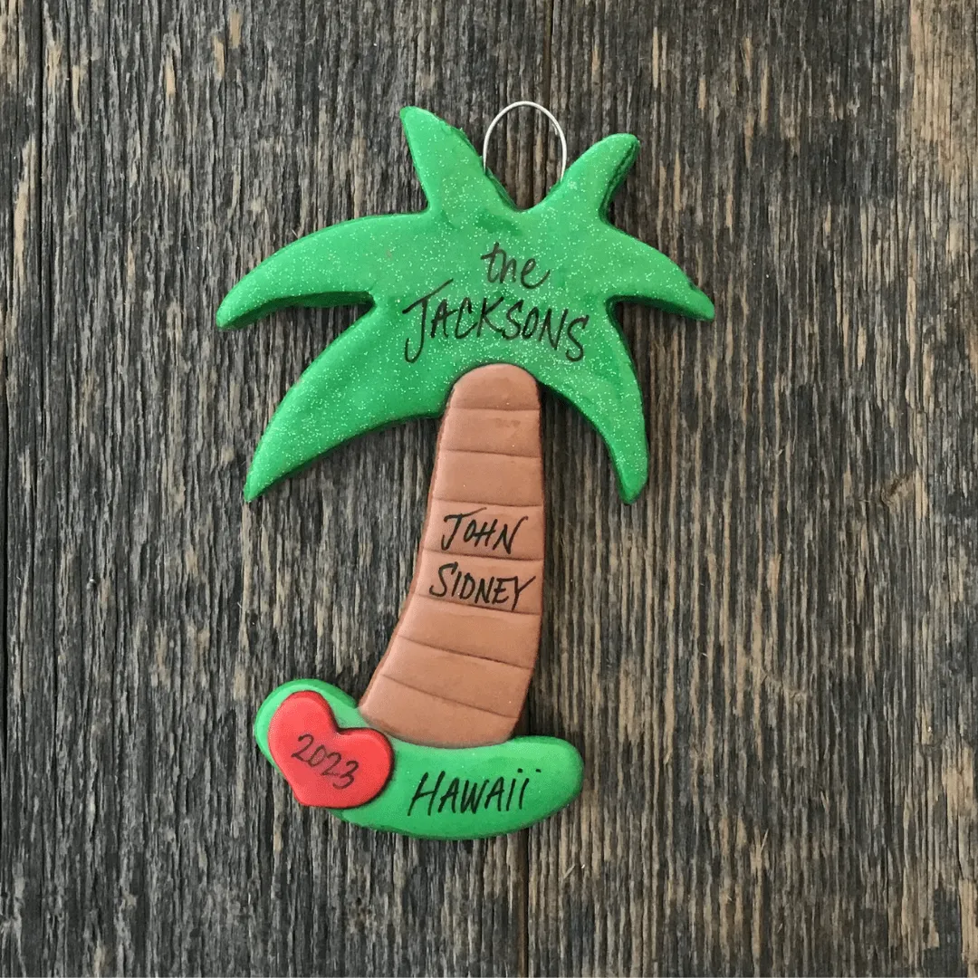 Palm Tree with heart Christmas Ornament