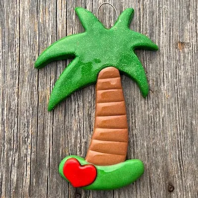 Palm Tree with heart Christmas Ornament