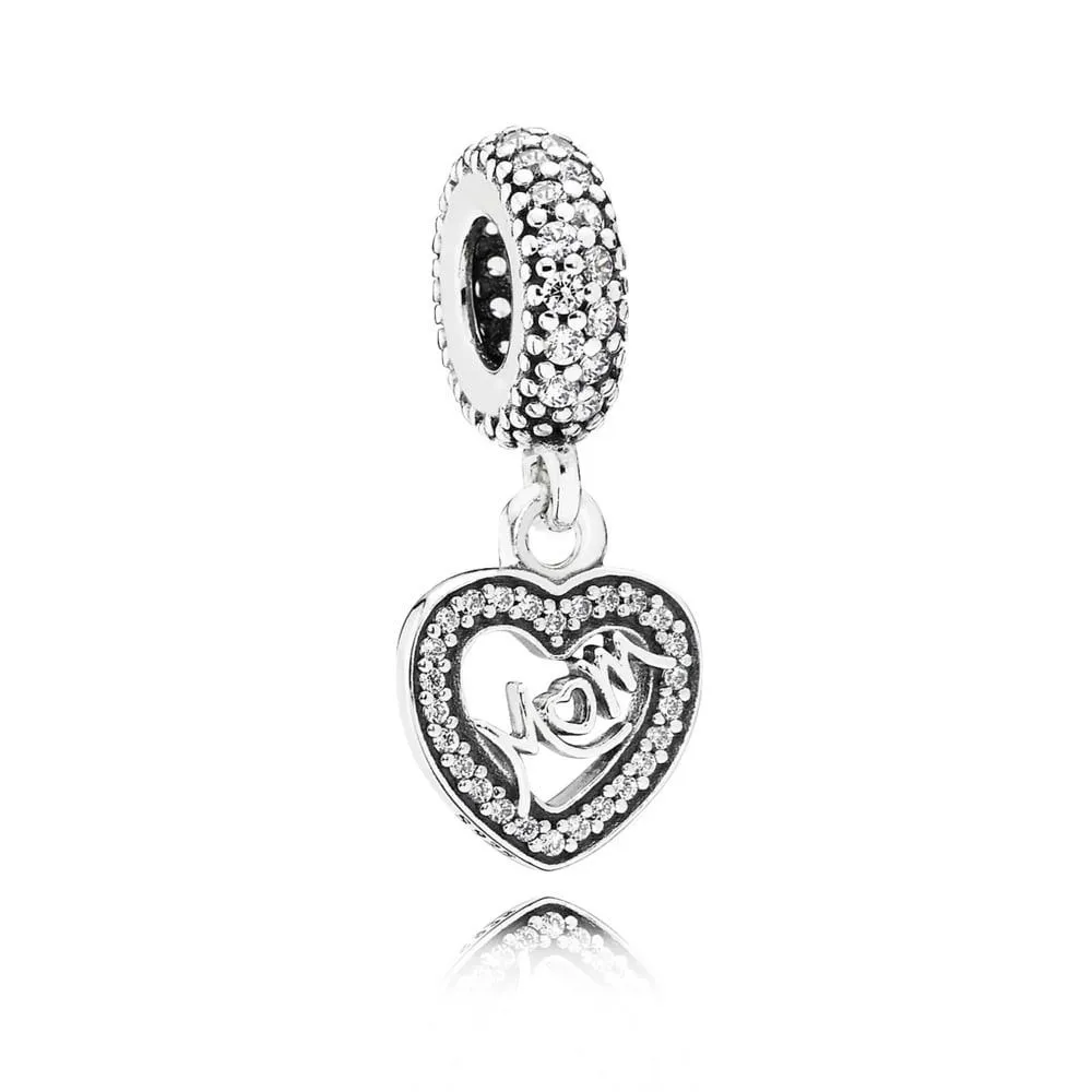 Pandora Mum silver dangle with cubic zirconia #791521CZ