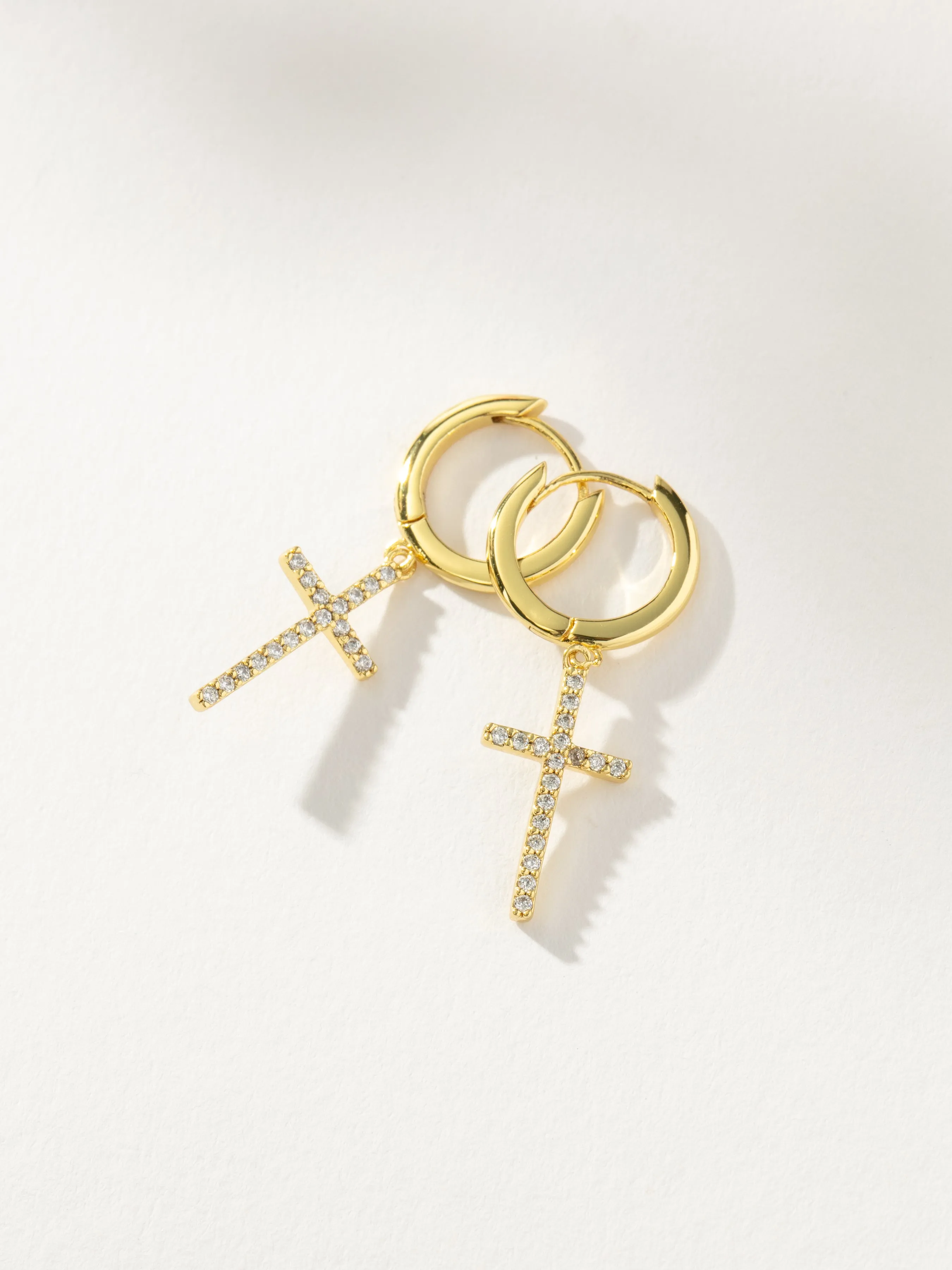 Pavé Cross Huggie Earrings