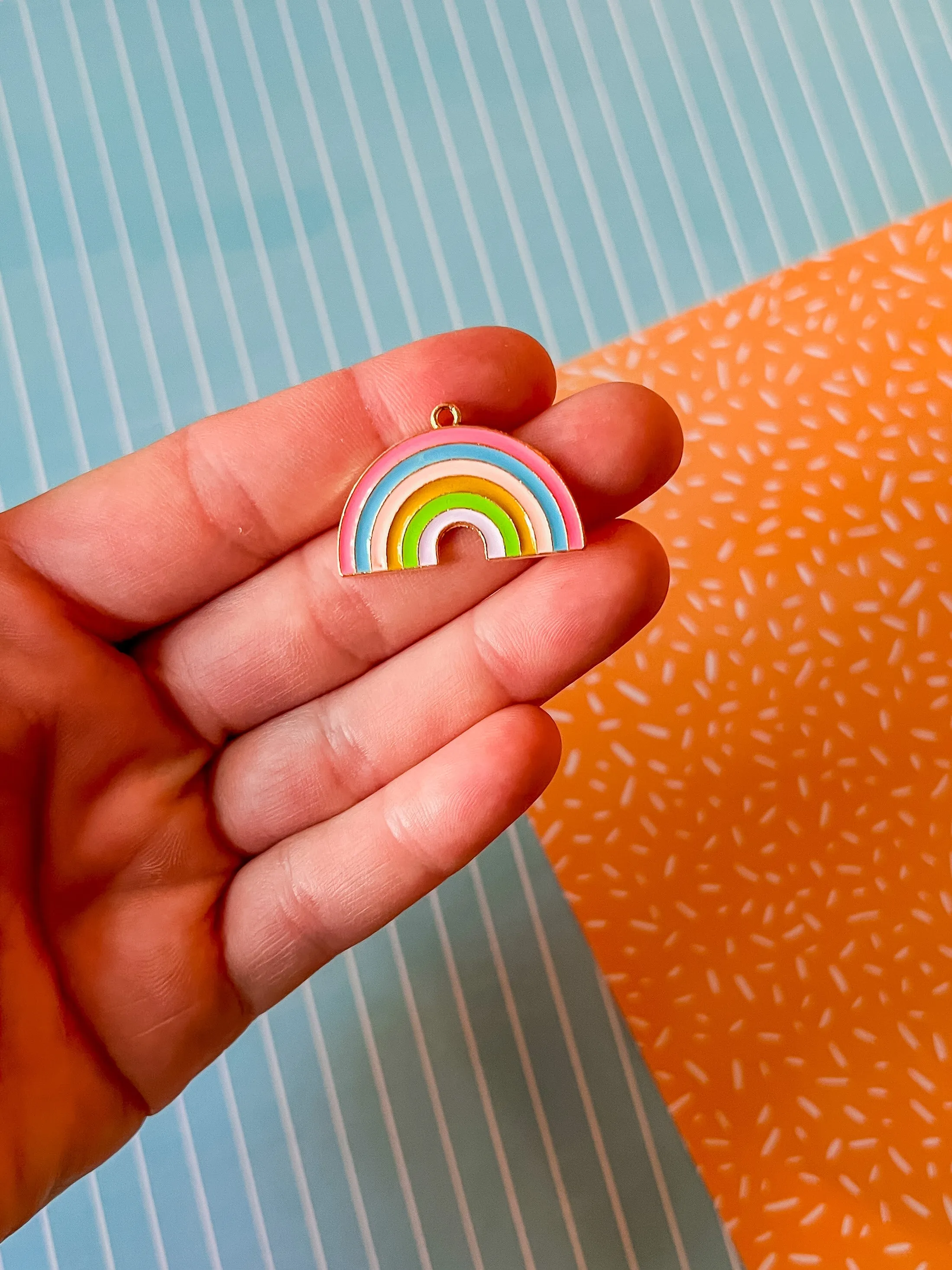 Pinky Rainbow Necklace and Earrings