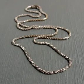 Solid 925 Oxidized Sterling Silver  1.8MM Italian Popcorn Coreana Chain